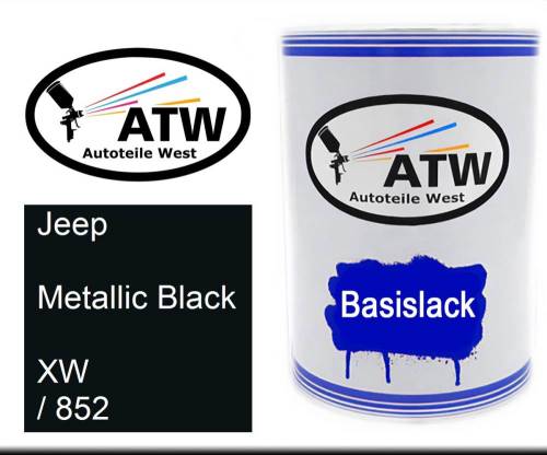 Jeep, Metallic Black, XW / 852: 500ml Lackdose, von ATW Autoteile West.